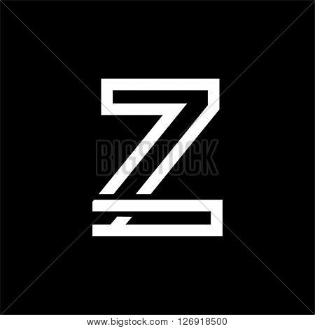 Capital letter Z. From the white interwoven strips on a black background. Template for emblem, logos and monograms.
