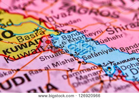 Persian Gulf Marked on the World Map