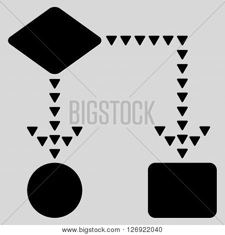 Algorithm Flowchart vector icon. Algorithm Flowchart icon symbol. Algorithm Flowchart icon image. Algorithm Flowchart icon picture. Algorithm Flowchart pictogram. Flat black algorithm flowchart icon.