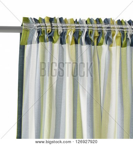 Fragment of the curtain with mount. Abstract pattern. Back view. Isolated on white background. Include path.