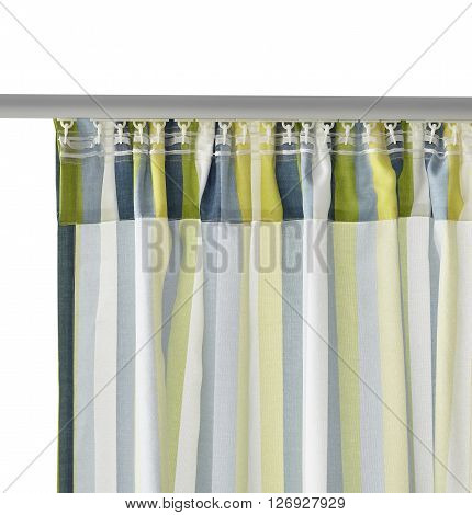 Fragment of the curtain with mount. Abstract pattern. Back view. Isolated on white background. Include path.