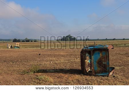 Abandoned farm equipment field barn. The landscape of the Russian village on the Volga river
** Note: Visible grain at 100%, best at smaller sizes