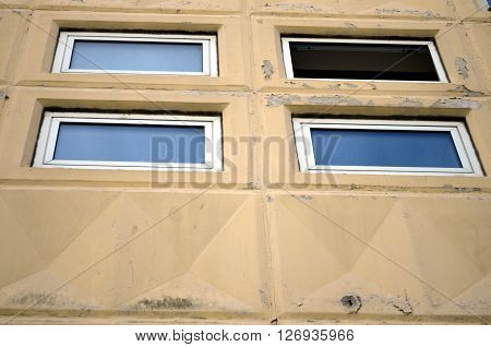 small open and closed window of a school's gymnasium in berlin