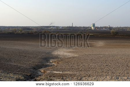Plowed and sown agricultural field, spring season