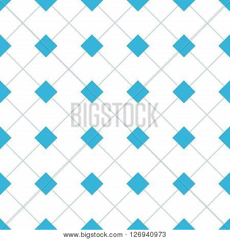 Rhomb vector seamless pattern. Geometric seamless texture with blue rhombs and perpendicular lines on white background. EPS8 vector illustration. Pattern swatch included.