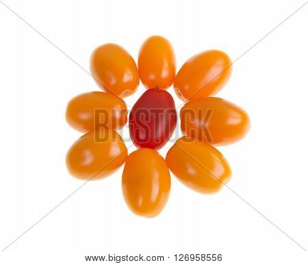 Perino gold tomatoes on a white background