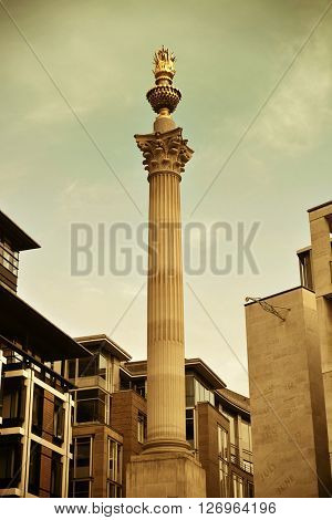 LONDON, UK - SEP 27: Paternoster Square Column in financial district on September 27, 2013 in London, UK. London is the world's most visited city and the capital of UK.