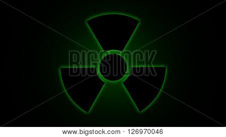 Vector illustration Radiation danger symbol green, background