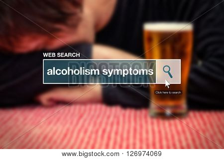 Web search bar glossary term - alcoholism symptoms definition in internet glossary.