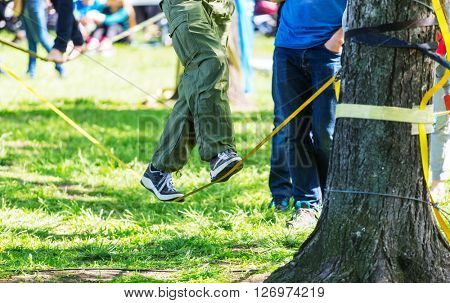 Slacklining is a practice in balance