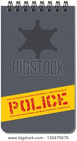 Notepad police for notes on a spring. Vector illustration.