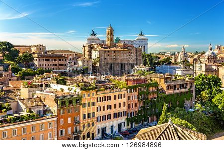 View from Palatine hill to Palazzo Senatorio - Rome, Italy
