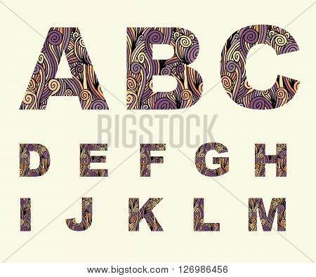 Font type curl abc uppercase. Vector stock illustration