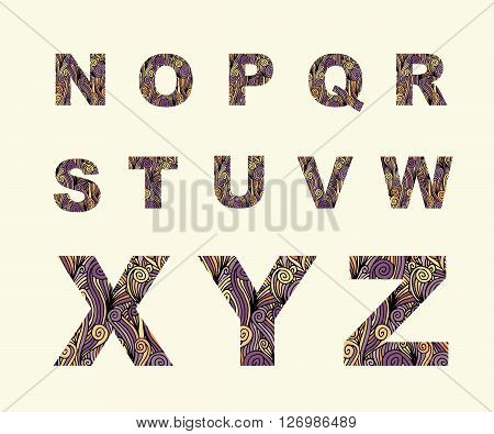 Font type curl abc uppercase. Vector stock illustration