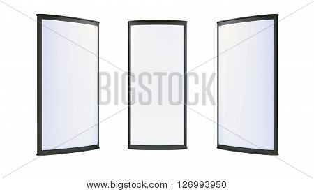 Advertising blank lightboxes on white background. 3d render