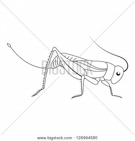 Cute white cartoon grasshopper. Beautiful vector illustration.