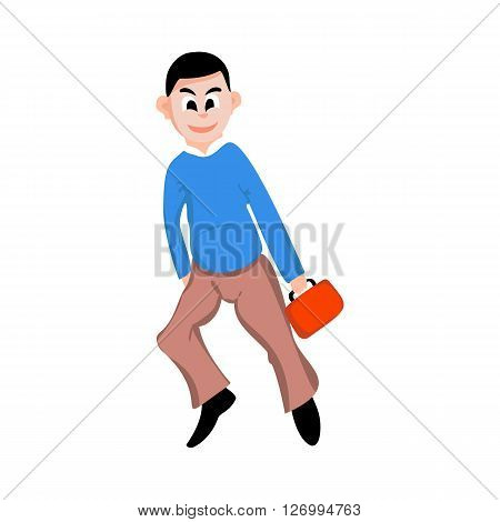 Businessman lucky cartoon style with a briefcase