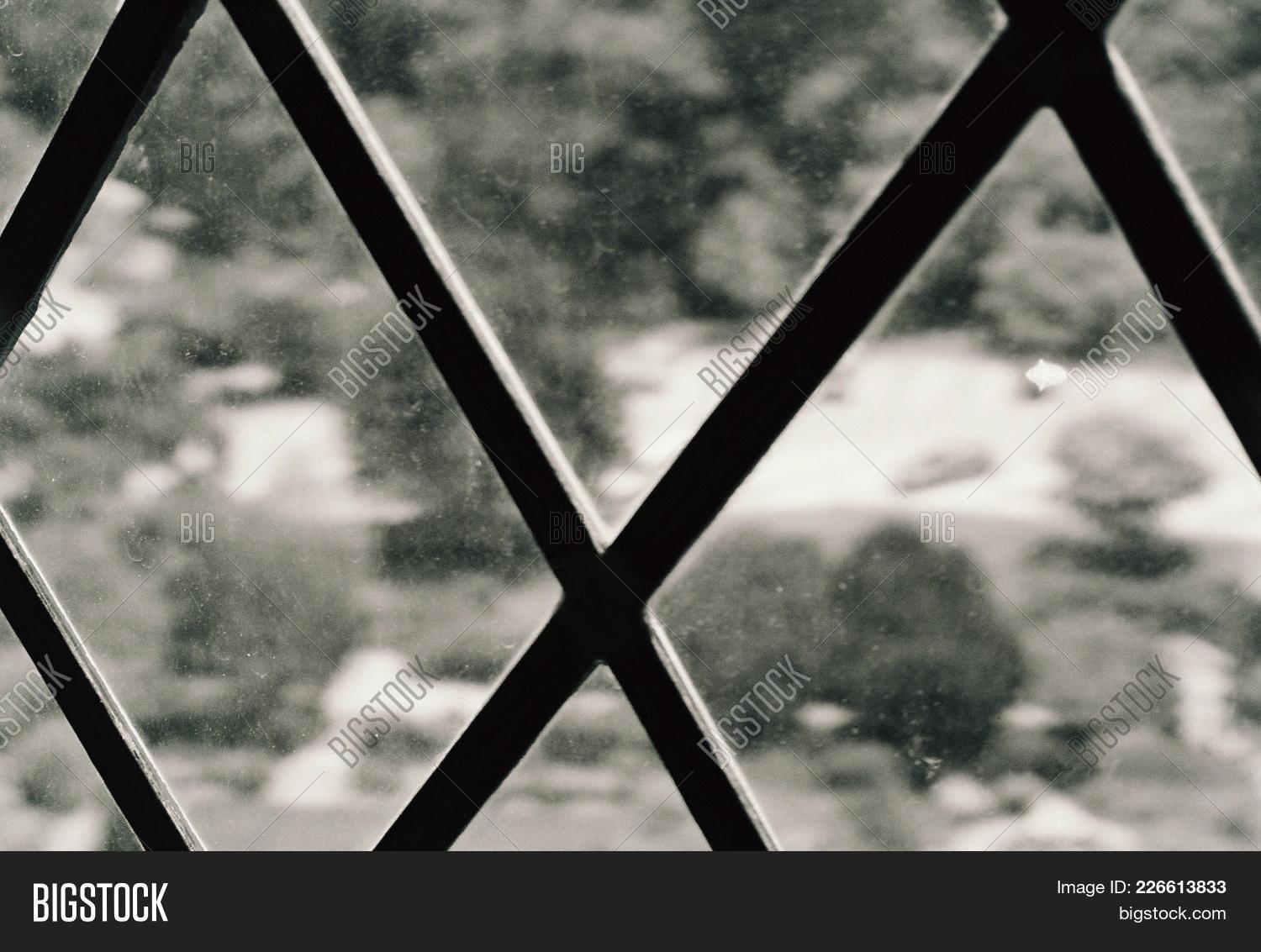 Window Pane Criss Image Photo Free Trial Stock Window Pane Criss Cross Frame With Blurred Exterior View Black And White Conceptional