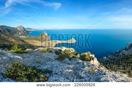 Coastline Of  Novyj Svit  Reserve Summer Panorama (capchik Cape, Crimea, Ukraine). Three Shots High-