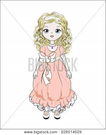 Littlle Princess, The Beautiful Little Girl, Doll In A Pink Dress