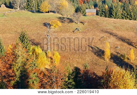 Morning Carpathian Mountains And Village Hamlets On Slopes (yablunytsia Village And Pass, Ivano-fran