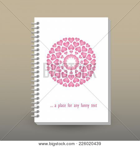 Vector Cover Of Diary Or Notebook With Ring Spiral Binder - Format A5 - Layout Brochure Concept - Cu
