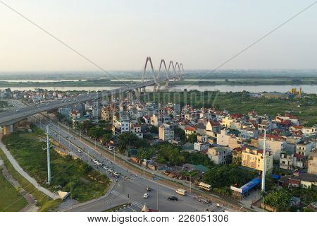 Aerial Skyline View Of Crossroads An Duong Vuong Street - Vo Chi Cong Street - Au Co Street To Nhat 