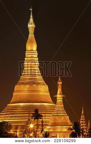 Shwedagon Pagoda Also Known As The Great Dagon Pagoda And The Golden Pagodain Yangon City, Landmark 