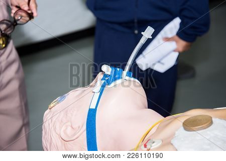 Training Cpr Course And Man Use Air Mask Bag Unit Help Breathing