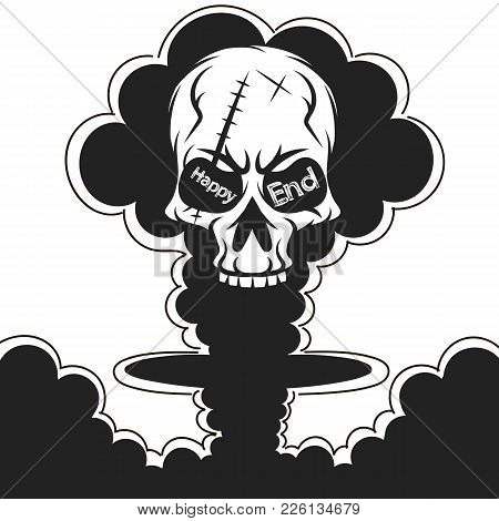 Cartoon Comic Style Nuclear Mushroom Cloud Illustration. Atomic Explosion Vector Clip Art.
