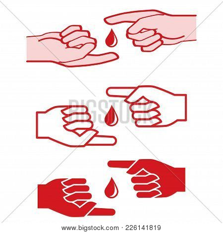 Simple Blood Donation Icon, Set Of Icons