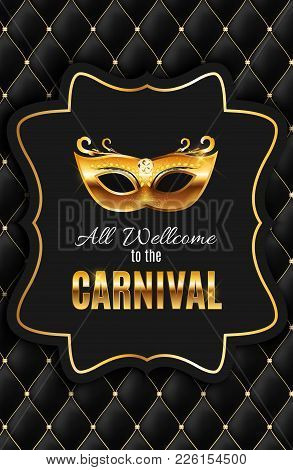 Popular Event Brazil Carnival In South America During Summe.  Background With Party Mask.  Masquerad