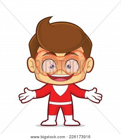 Clipart Picture Of A Superhero Cartoon Character In Welcoming Gesture