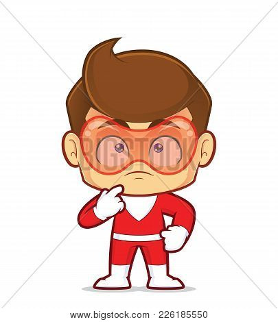 Clipart Picture Of A Superhero Cartoon Character Thinking