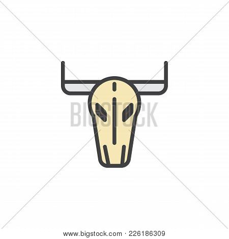 Bull Or Buffalo Skull Filled Outline Icon, Line Vector Sign, Linear Colorful Pictogram Isolated On W
