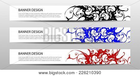 Set Of Abstract Banners With Graphic Lines. Vector Illustration