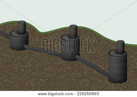 Septic Tank Vector Illustration. Sewage System. Drain Water.