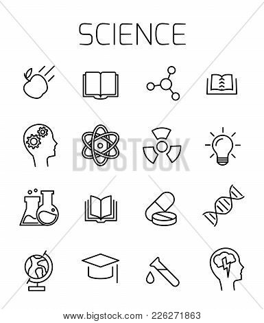 Science Related Vector Icon Set. Well-crafted Sign In Thin Line Style With Editable Stroke. Vector S