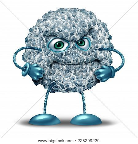 White Blood Cell Character As A Microbiology Symbol Of The Human Immune System Fighting Off Infectio