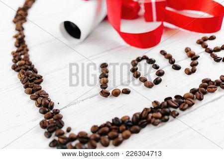 The Inscription Of Love From Coffee Beans