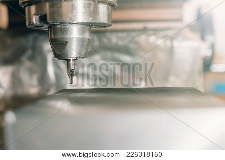 Metal Drilling Closeup. Metal Workshop. Metal Workshop.