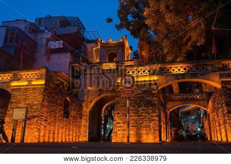 Hanoi, Vietnam - July 8, 2016: O Quan Chuong City Gate, The Only Gate Remaining Of Thang Long Citade
