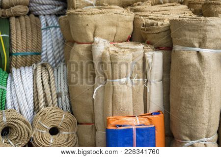 Hanoi, Vietnam - Oct 25, 2015: Traditional Sleeping Mat Made From Bamboo Or Woods For Sale On Hang C