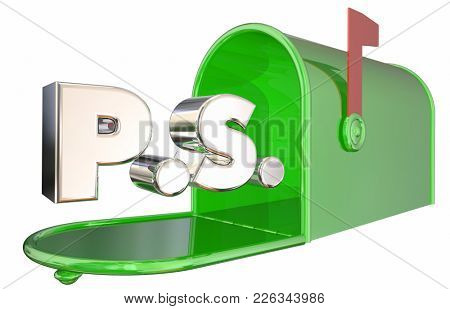 PS Postscript Message Mailbox Final Word 3d Illustration