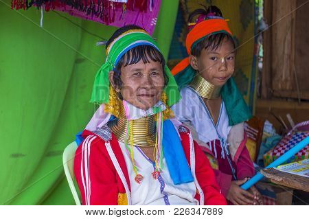 Kayan State , Myanmar - Sep 09 : Portrait Of Kayan Tribe Woman In Kayan State Myanmar On September 0