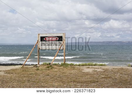 Danger Sign, Fishery Beach, Fleurieu Peninsula, South Australia