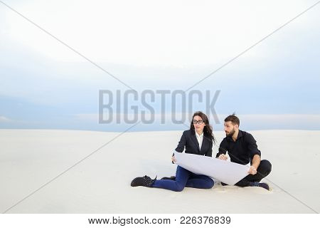 Translators Wife And Husband Move To Alien City, Married Couple Planning House At Seaside. Young Bea