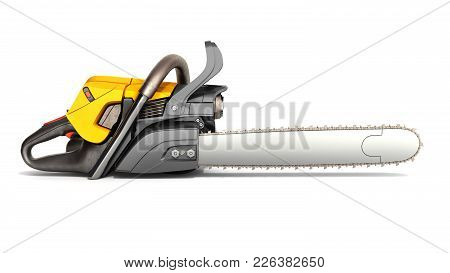 Chainsaw On White Back Ground 3d Illustration
