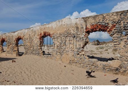 Rameshwaram, India - November, 21st, 2017. Ruins Of The Small Village Dhanushkodi