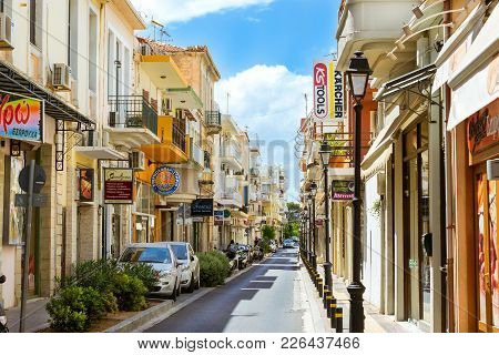 Rethymno, Greece - May 3, 2016: Walk Around The Old Resort Town Rethymno In Greece. Architecture And